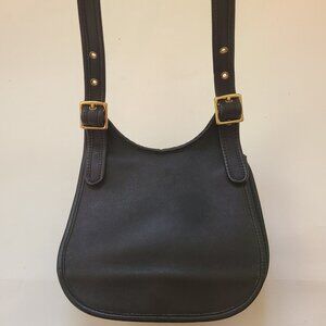 Vintage 90s Coach Black Leather Crossbody Saddle Bag Full Flap Made in USA